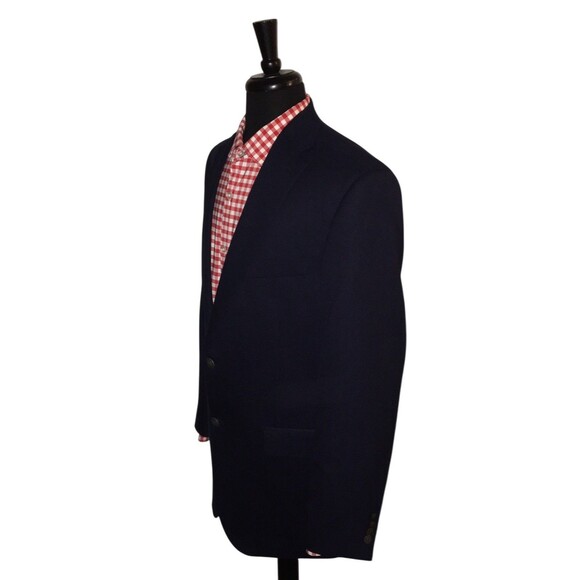 Hart Schaffner Marx Pewter Buttons Blue Blazer Wool Sport Coat Jacket Size 44L - Picture 3 of 13